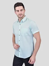 Mens Cotton Blend  Casual Designer Solid Color Shirt | Regular Slim Fit Half Sleeve, Straight, Waist Length Collared Neck Solid Formal Shirt |-thumb3