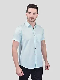 Mens Cotton Blend  Casual Designer Solid Color Shirt | Regular Slim Fit Half Sleeve, Straight, Waist Length Collared Neck Solid Formal Shirt |-thumb4