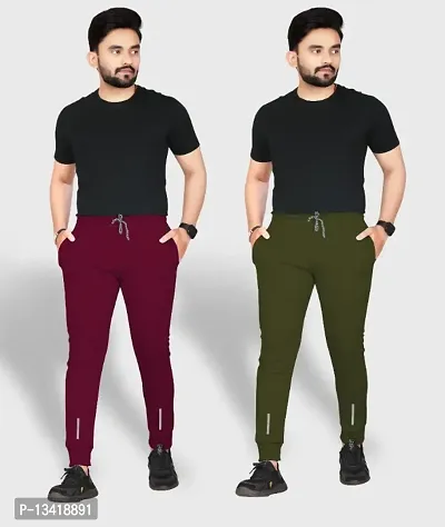 Combo Mens Relaxed Lycra Track Pants / Regular Fit Jogger / Sport Wear Lower /Perfect Gym Pants /Stretchable Running Trousers /Nightwear and Daily Use Slim Fit Track Pants with Zipper with Both Size