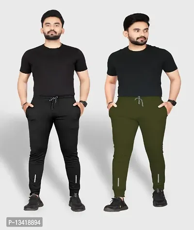 Combo Mens Relaxed Lycra Track Pants / Regular Fit Jogger / Sport Wear Lower /Perfect Gym Pants /Stretchable Running Trousers /Nightwear and Daily Use Slim Fit Track Pants with Zipper with Both Size