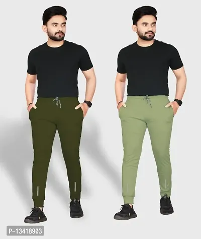 Combo Mens Relaxed Lycra Track Pants / Regular Fit Jogger / Sport Wear Lower /Perfect Gym Pants /Stretchable Running Trousers /Nightwear and Daily Use Slim Fit Track Pants with Zipper with Both Size