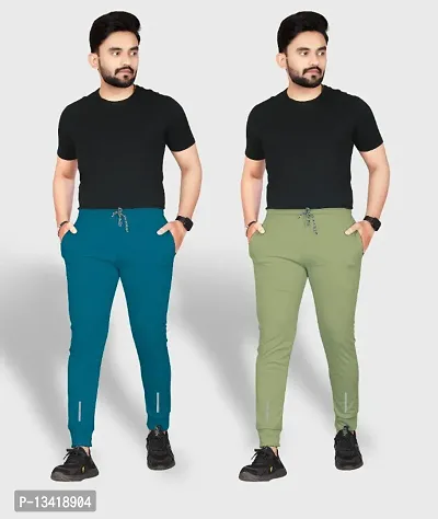 Combo Mens Relaxed Lycra Track Pants / Regular Fit Jogger / Sport Wear Lower /Perfect Gym Pants /Stretchable Running Trousers /Nightwear and Daily Use Slim Fit Track Pants with Zipper with Both Size