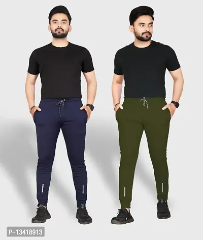 Combo Mens Relaxed Lycra Track Pants / Regular Fit Jogger / Sport Wear Lower /Perfect Gym Pants /Stretchable Running Trousers /Nightwear and Daily Use Slim Fit Track Pants with Zipper with Both Size