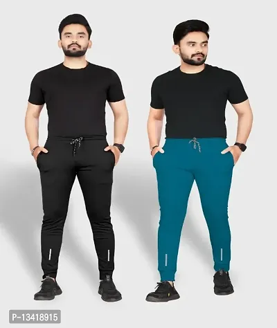 Combo Mens Relaxed Lycra Track Pants / Regular Fit Jogger / Sport Wear Lower /Perfect Gym Pants /Stretchable Running Trousers /Nightwear and Daily Use Slim Fit Track Pants with Zipper with Both Size