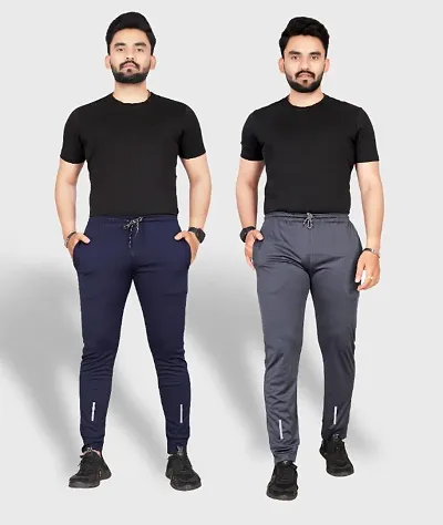 Combo Mens Relaxed Lycra Track Pants / Regular Fit Jogger / Sport Wear Lower /Perfect Gym Pants /Stretchable Running Trousers /Nightwear and Daily Use Slim Fit Track Pants with Zipper with Both Size