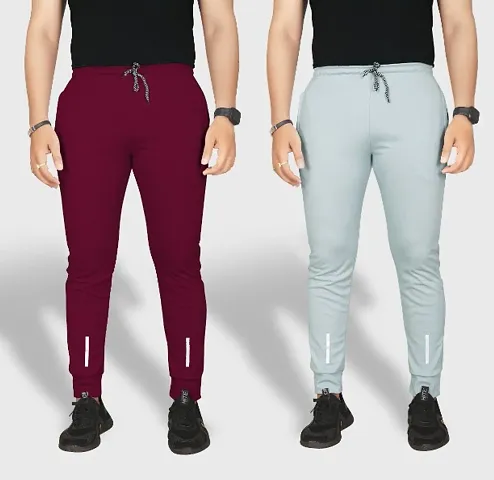 Stylish Blend Solid Track Pant For Men-Pack Of 2