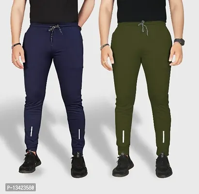 Combo Mens Relaxed Lycra Track Pants / Regular Fit Jogger / Sport Wear Lower /Perfect Gym Pants /Stretchable Running Trousers /Nightwear and Daily Use Slim Fit Track Pants with Zipper with Both Size