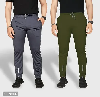 Combo Mens Relaxed Lycra Track Pants / Regular Fit Jogger / Sport Wear Lower /Perfect Gym Pants /Stretchable Running Trousers /Nightwear and Daily Use Slim Fit Track Pants with Zipper with Both Size