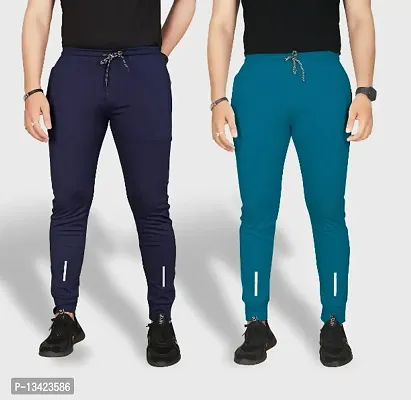 Combo Mens Relaxed Lycra Track Pants / Regular Fit Jogger / Sport Wear Lower /Perfect Gym Pants /Stretchable Running Trousers /Nightwear and Daily Use Slim Fit Track Pants with Zipper with Both Size