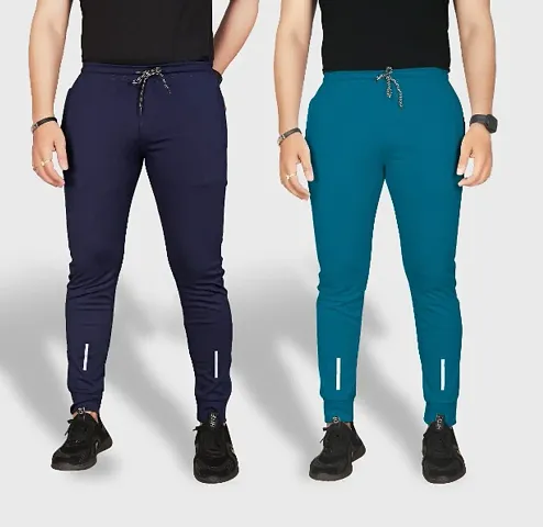 Combo Mens Relaxed Lycra Track Pants / Regular Fit Jogger / Sport Wear Lower /Perfect Gym Pants /Stretchable Running Trousers /Nightwear and Daily Use Slim Fit Track Pants with Zipper with Both Size