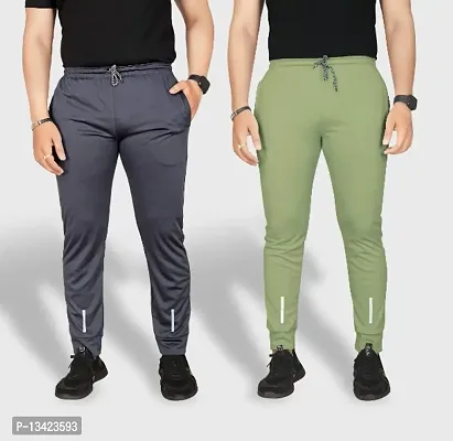 Combo Mens Relaxed Lycra Track Pants / Regular Fit Jogger / Sport Wear Lower /Perfect Gym Pants /Stretchable Running Trousers /Nightwear and Daily Use Slim Fit Track Pants with Zipper with Both Size