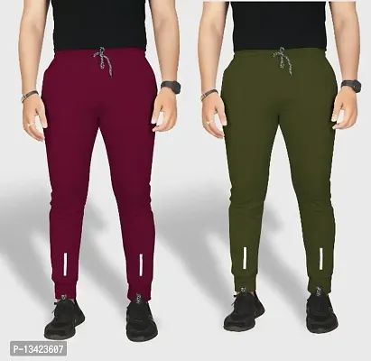 Combo Mens Relaxed Lycra Track Pants / Regular Fit Jogger / Sport Wear Lower /Perfect Gym Pants /Stretchable Running Trousers /Nightwear and Daily Use Slim Fit Track Pants with Zipper with Both Size