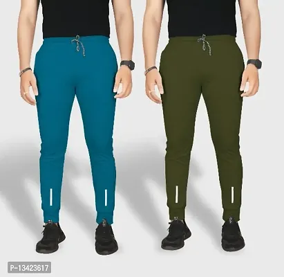 Combo Mens Relaxed Lycra Track Pants / Regular Fit Jogger / Sport Wear Lower /Perfect Gym Pants /Stretchable Running Trousers /Nightwear and Daily Use Slim Fit Track Pants with Zipper with Both Size