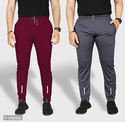 Combo Mens Relaxed Lycra Track Pants / Regular Fit Jogger / Sport Wear Lower /Perfect Gym Pants /Stretchable Running Trousers /Nightwear and Daily Use Slim Fit Track Pants with Zipper with Both Size