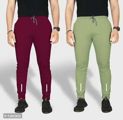 Combo Mens Relaxed Lycra Track Pants / Regular Fit Jogger / Sport Wear Lower /Perfect Gym Pants /Stretchable Running Trousers /Nightwear and Daily Use Slim Fit Track Pants with Zipper with Both Size