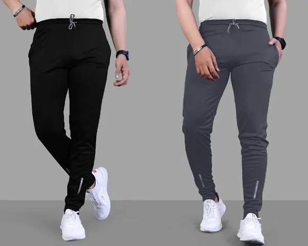 Suzaro Combo Mens Relaxed Lycra Track Pants / Regular Fit Jogger / Sport Wear Lower /Perfect Gym Pants /Stretchable Running Trousers /Nightwear and Daily Use Slim Fit Track Pants with Zipper with Bot