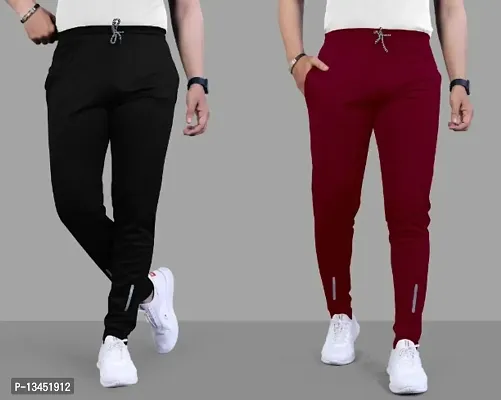 Suzaro Combo Mens Relaxed Lycra Track Pants / Regular Fit Jogger / Sport Wear Lower /Perfect Gym Pants /Stretchable Running Trousers /Nightwear and Daily Use Slim Fit Track Pants with Zipper with Bot