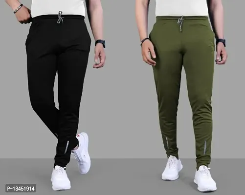 Suzaro Combo Mens Relaxed Lycra Track Pants / Regular Fit Jogger / Sport Wear Lower /Perfect Gym Pants /Stretchable Running Trousers /Nightwear and Daily Use Slim Fit Track Pants with Zipper with Bot-thumb0