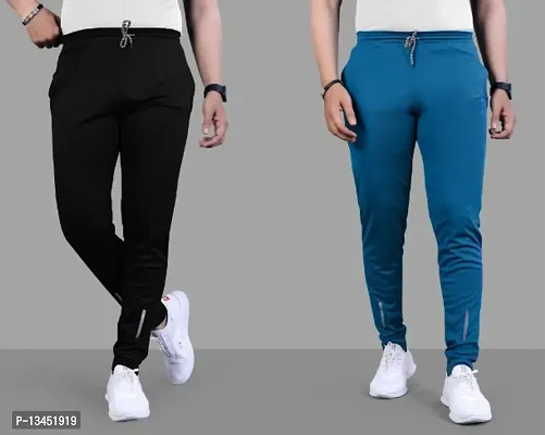 Suzaro Combo Mens Relaxed Lycra Track Pants / Regular Fit Jogger / Sport Wear Lower /Perfect Gym Pants /Stretchable Running Trousers /Nightwear and Daily Use Slim Fit Track Pants with Zipper with Bot