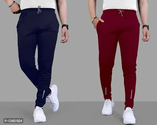 Suzaro Combo Mens Relaxed Lycra Track Pants / Regular Fit Jogger / Sport Wear Lower /Perfect Gym Pants /Stretchable Running Trousers /Nightwear and Daily Use Slim Fit Track Pants with Zipper with Bot