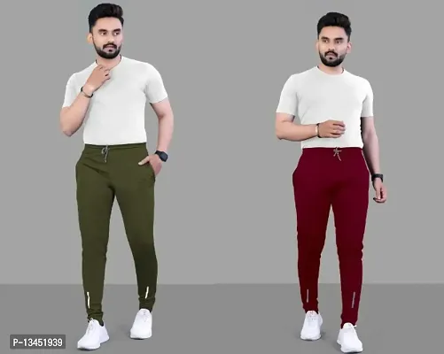 Suzaro Combo Mens Relaxed Lycra Track Pants / Regular Fit Jogger / Sport Wear Lower /Perfect Gym Pants /Stretchable Running Trousers /Nightwear and Daily Use Slim Fit Track Pants with Zipper with Bot