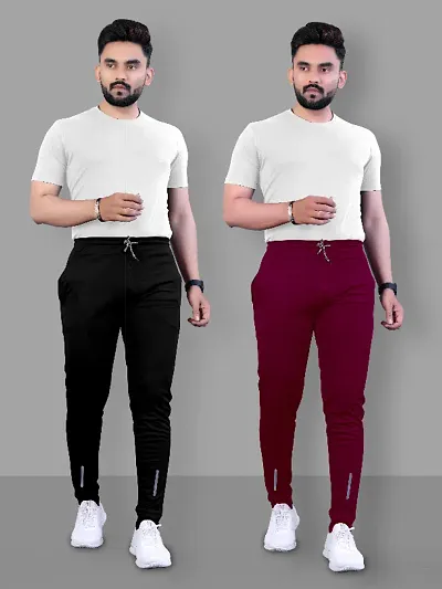 Comfortable Polyester Regular Track Pants For Men 