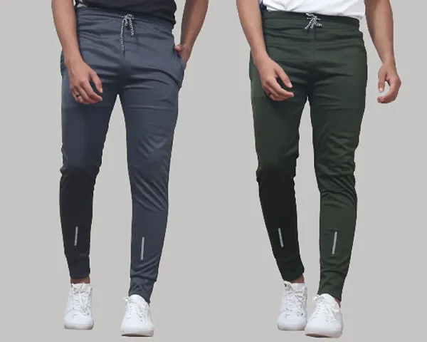 Combo Mens Relaxed Lycra Track Pants / Regular Fit Jogger / Sport Wear Lower /Perfect Gym Pants /Stretchable Running Trousers /Nightwear and Daily Use Slim Fit Track Pants with Zipper with Both Size