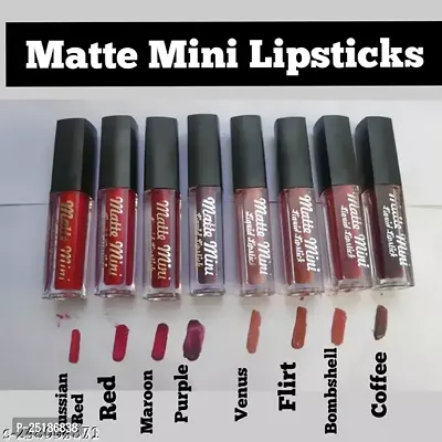 Matte Mini Lipstick Pack Of 8 Lipsticks Non Transferable And  Nude Shades Of Lipsticks In 1 Pack-thumb0