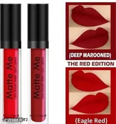 Red,Maroon Matte High Definition Smudge Proff Waterproof Long Lasting Matte Lipstick Set Of 2-thumb0