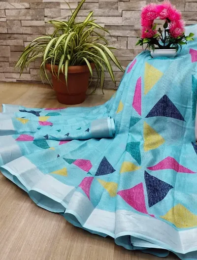 Fancy Linen Women Saree with Blouse Piece