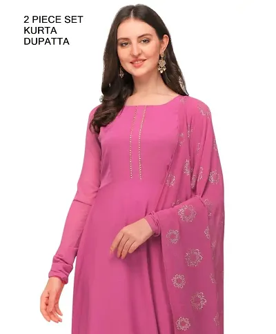 Fancy Anarkali long Kurti with Dupatta Set