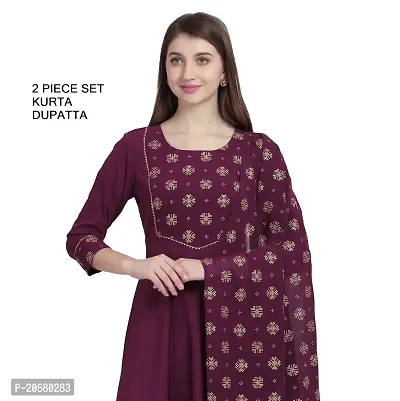 Fancy Anarkali long Kurti with Dupatta Set-thumb0