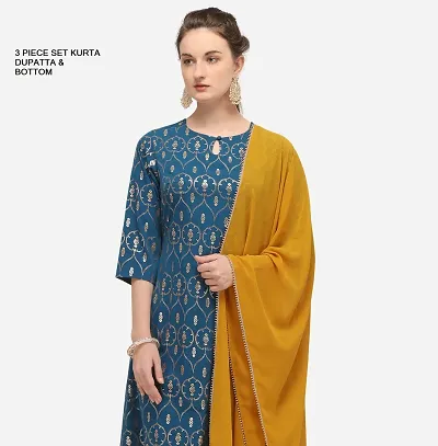 Fancy Kurti with Bottom and Dupatta Set