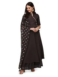 Flared long crepe kurti with Bottom  dupatta Set-thumb3