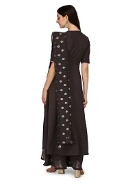 Flared long crepe kurti with Bottom  dupatta Set-thumb1