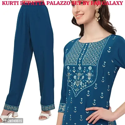 Fancy long crepe kurti with Bottom  dupatta Set-thumb5