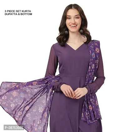 Fancy long crepe kurti with Bottom  dupatta Set-thumb0