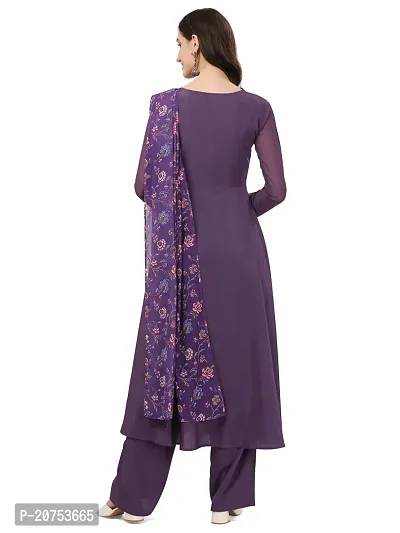 Fancy long crepe kurti with Bottom  dupatta Set-thumb4