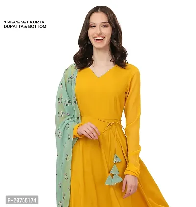 Fancy long crepe kurti with Bottom  dupatta Set