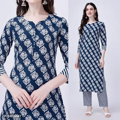 Women Cotton Blend Kurta Pant Set