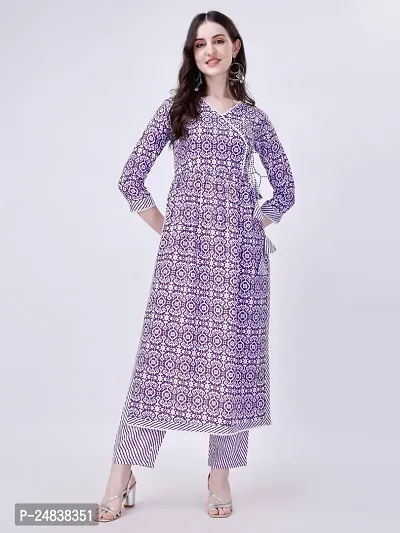 Women Cotton Blend Kurta Pant Set-thumb5