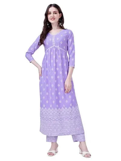 Women Crepe Color Kurta with Palazzo Set