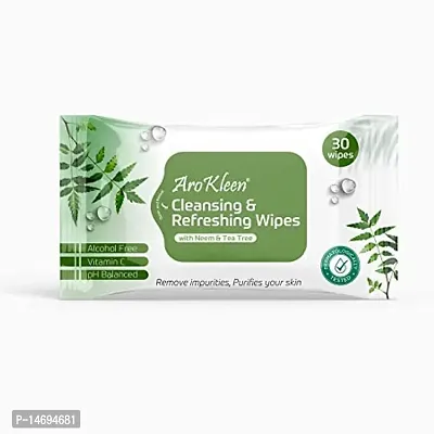 Natural Daily Cleansing And Refreshing Wet Wipes With Neem And Tea Tree- 30 Wipes-thumb0