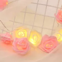 RaajaOutlets Rose Flowers String Lights 20LED String Romantic Flower Roses Fairy Light for Valentine's Day,Wedding,Christmas Tree, Diwali Festival Party Decorations (Pink + White)-thumb2