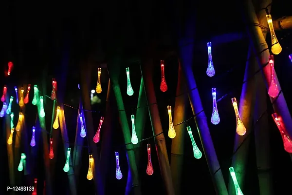 RaajaOutlets 30LED Crystal Waterdrop String Fairy Light Festival Diwali Christmas Lights for Garden Yard Tree Decor Items (Pack of 1) (Multicolor)-thumb3