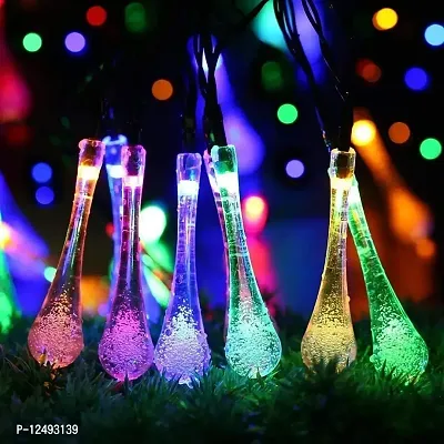 RaajaOutlets 30LED Crystal Waterdrop String Fairy Light Festival Diwali Christmas Lights for Garden Yard Tree Decor Items (Pack of 1) (Multicolor)-thumb0