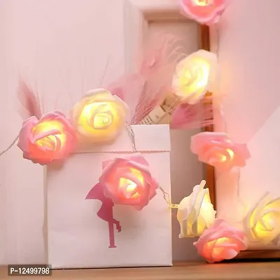 RaajaOutlets Rose Flowers String Lights 20LED String Romantic Flower Roses Fairy Light for Valentine's Day,Wedding,Christmas Tree, Diwali Festival Party Decorations (Pink + White)