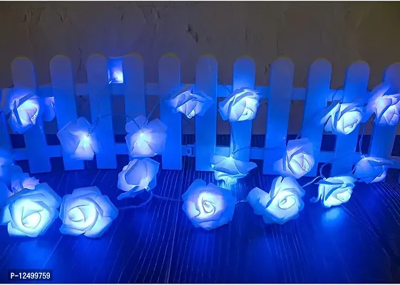 RaajaOutlets Rose Flowers String Lights 20LED String Romantic Flower Roses Fairy Light for Valentine's Day,Wedding,Christmas Tree, Diwali Festival Party Decorations (20L-Rose-Blue)-thumb2