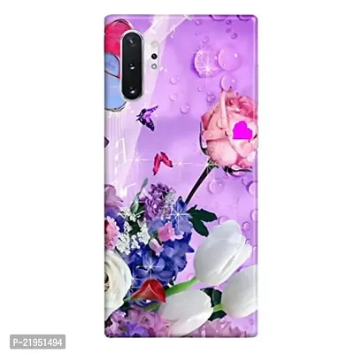 Dugvio? Polycarbonate Printed Hard Back Case Cover for Samsung Galaxy Note 10 Plus/Samsung Note 10 Pro (Pink Butterfly with Rose)