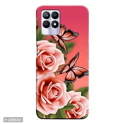 Dugvio? Printed Hard Back Case Cover for Realme 8i (Rose Flower, Butterfly, Red Rose)
